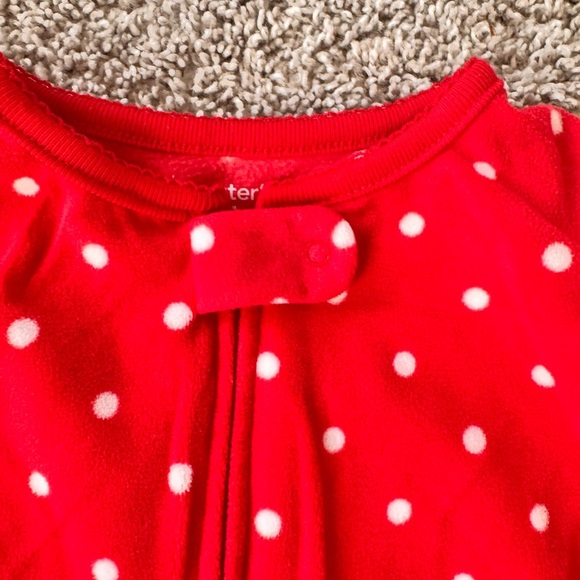 Carter's Red Polka-Dot & Reindeer Holiday Sleeper Footie Pajamas size 24 months - Picture 5 of 8